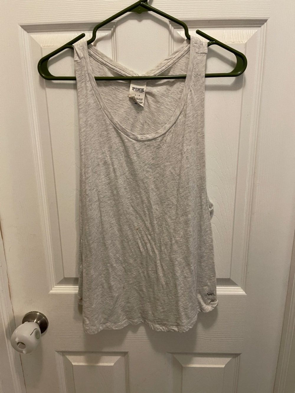 PINK Victoria's Secret Light Gray Racerback Tank Top